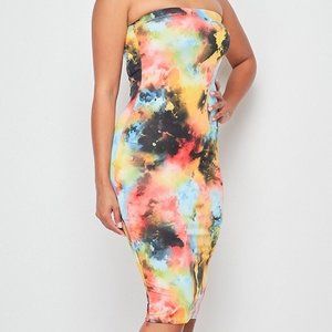 Votique Orange tye dye midi tube dress